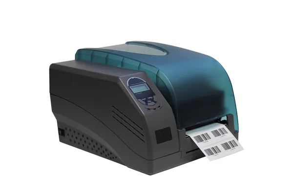 Barcode labelprinter geïsoleerd op witte achtergrond — Stockfoto