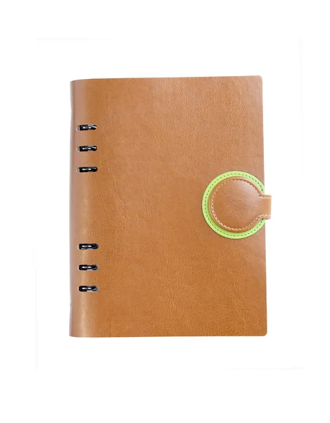 Caderno de couro isolado no fundo branco — Fotografia de Stock