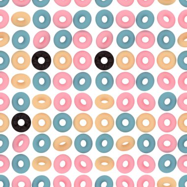 3D işlemeli donutlar pürüzsüz desen
