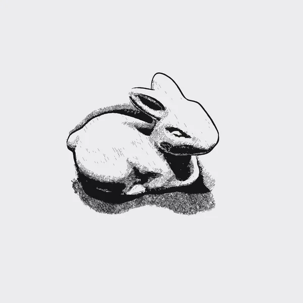 Easter Rabbit Cross Hatch Illustration — Stock Vector