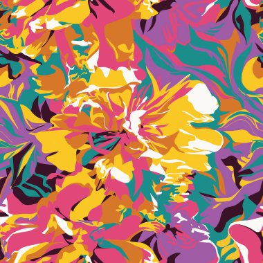 Çiçeklerin sıra dışı renk paletinde renkli çizimler