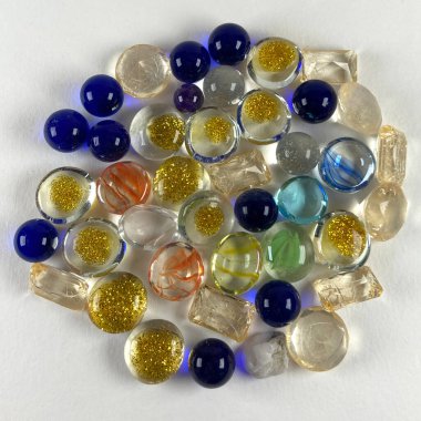 colorful transparent glass jewels and beads color mix
