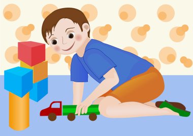Çocuk çocuk oyuncak kamyon ile oynama