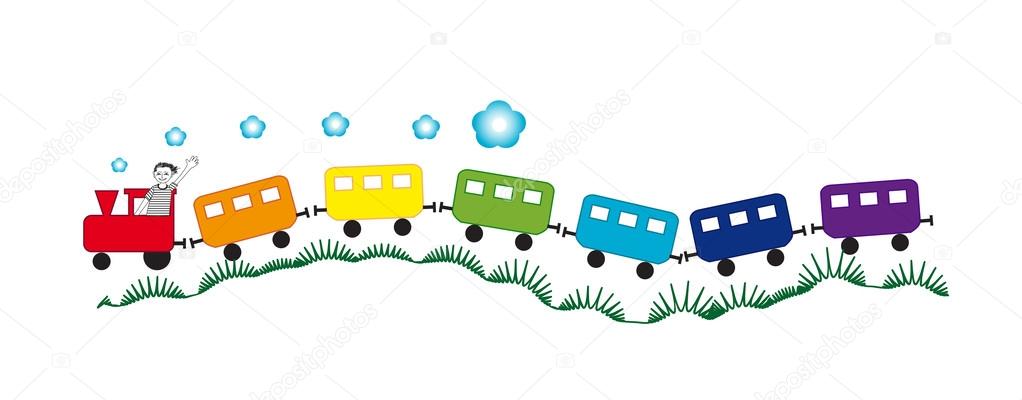 Rainbow Train With A Smiling Boy Vector Image By C Abadumba Vector Stock