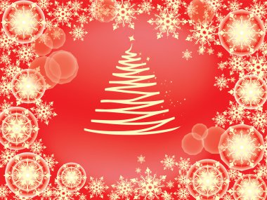kar tanesi çerçeve ile Noel ağacı kırmızı