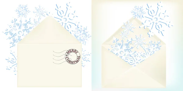 Fiocchi di neve di carta nella busta — Vettoriale Stock