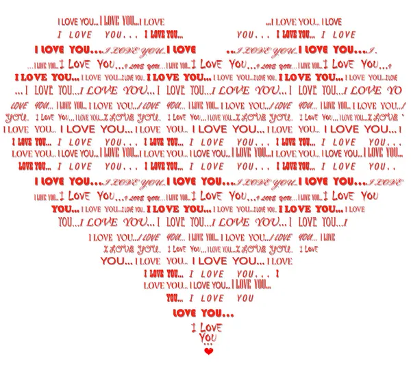 Heart shaped I love you red word cloud — Stock Vector