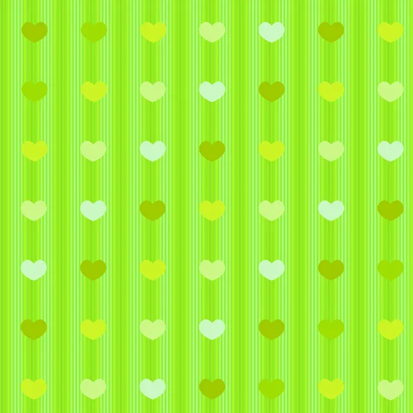 Verde corazones pastel sobre tela rayada fondo sin costuras — Foto de Stock
