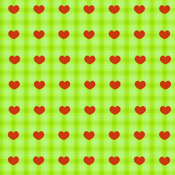 Yeşil masa örtüsü sorunsuz arka plan üzerinde kırmızı Kalpler
