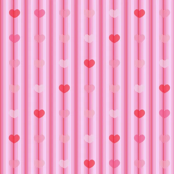 Pink and red hearts on striped cloth seamless background — Stock Photo, Image