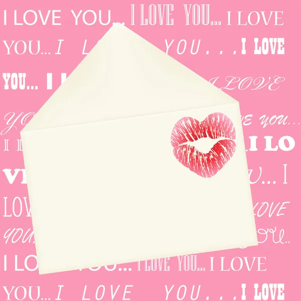 Lip print on the envelope — Stock Photo, Image