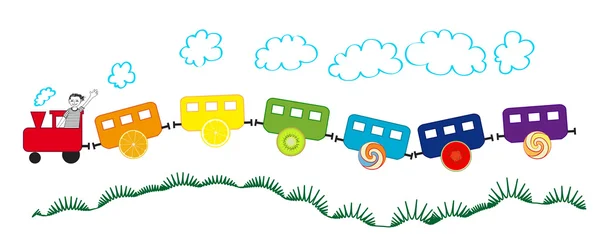 renkli meyve tekerlekli tren