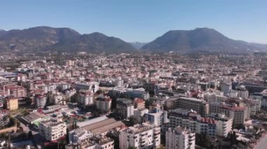 Alanya 'daki evler ve binalar. Alanya Şehri Panorama manzarası, Türkiye