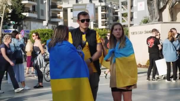 乌克兰人民抗议俄罗斯入侵乌克兰：土耳其阿拉亚- 2022年2月26日 — 图库视频影像