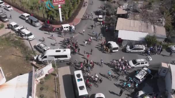 Professional road cyclist at cycling bike competition. Alanya/Turkey/19.02.2022 — Stock Video