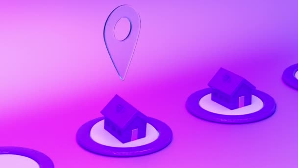 House Location Pointer Locations Icon Animation Houses Locations Pin Gps — Stock videók