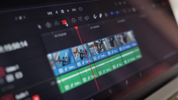Video Content Creator Editor Working Footage Post Production Program Movie — Stock Video