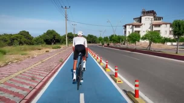 Conceito Ciclismo Desportivo Estilo Vida Saudável Ativo Homem Andar Bicicleta — Vídeo de Stock
