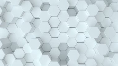 Soyut 3D görüntüleme, bal peteği beyaz arka plan modern animasyon, hareket tasarımı, 4k video