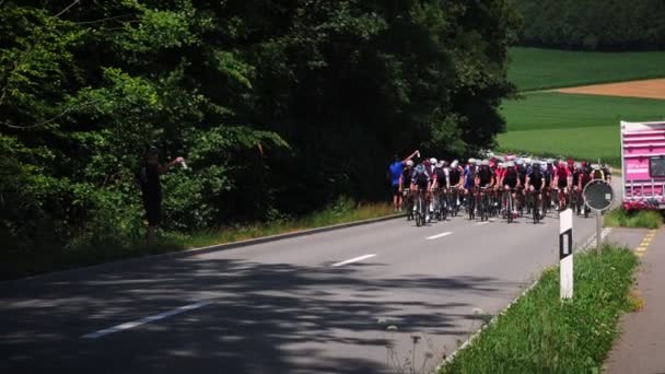 Vägcyklister Klättrar Upp Bergen 2022 Steinmaur Schweiz Schweiziska Mästerskapet Landsvägstävling — Stockvideo