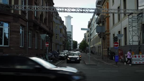 Časová Prodleva Života Frankfurtu Nad Mohanem Dopravní Silnice Časový Rozvrh — Stock video