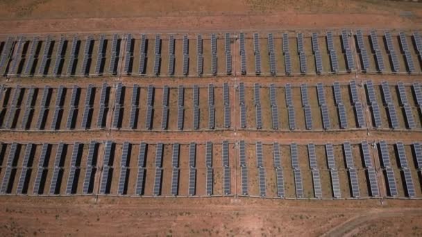 Solar Power Plant Renewable Energy Green Tech Rows Big Solar — стоковое видео