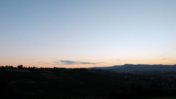 Silhouette Mountains Hills Morning Sunrise Colorful Sky Sunset — Vídeo de Stock
