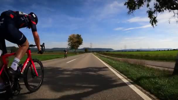 Start Radrennen Einzelzeitfahren 2022 Bad Dukheim Radfahrer Beim Riderman Straßenradrennen — Stockvideo