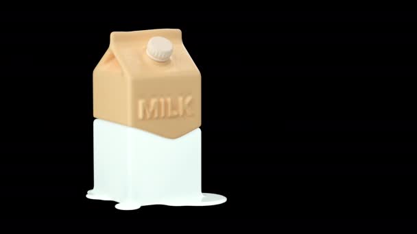 Kreslené Mléko Papírovém Balení Alfa Kanál Smyčková Animace Pasterizovaný Mléčný — Stock video