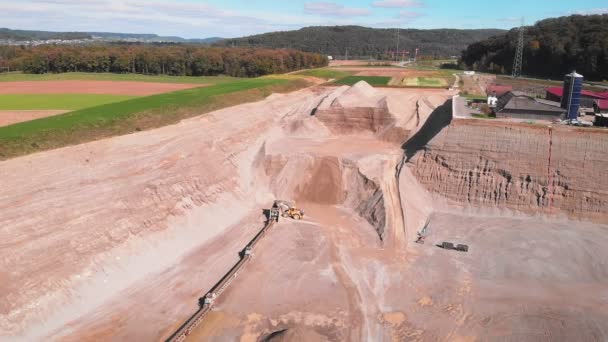 Escavatore Movimento Sabbia Caricata Miniere Aperte Bulldozer Che Lavora Sito — Video Stock