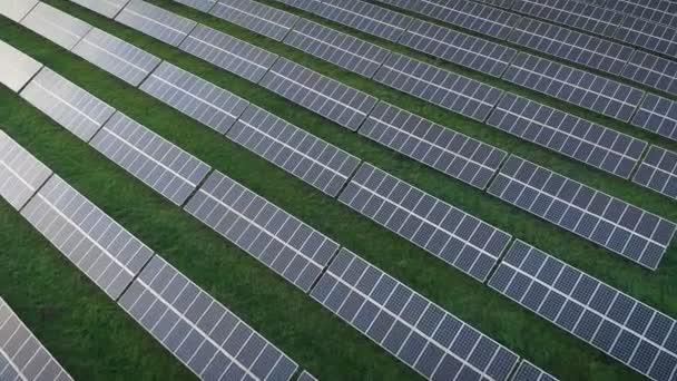 Solar Panels Solar Power Plant Aerial View Renewable Energy Green — Stock Video