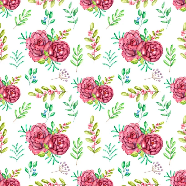 Watercolor Seamless Pattern Hand Drawing Floral Element — Stock Photo, Image