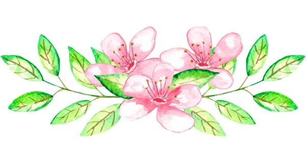 Watercolor Composition Hand Drawing Cherry Element — Stock Photo, Image