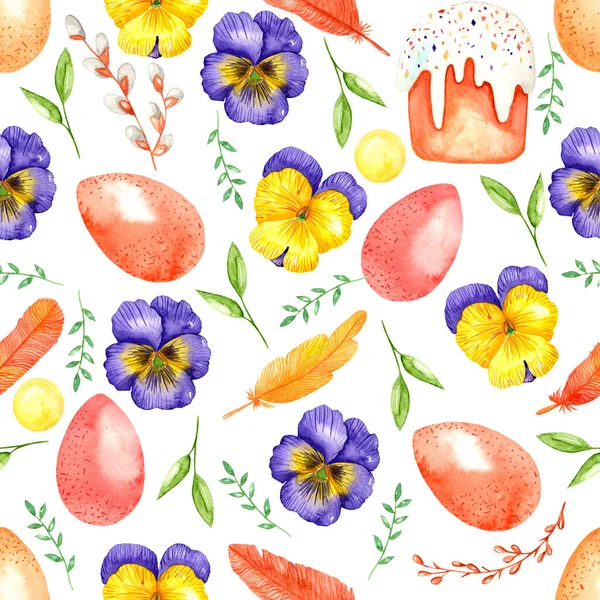 Aquarell Handmalerei Nahtlose Muster Frühlingsblumen Stockfoto