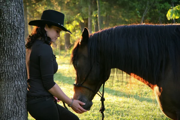 Ein Mädchen und ihre Pferdeserie Stockfoto