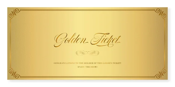 Altın bilet. Vector premium bilet şablonu herhangi bir olay için klasik tarzda. Ağ ve yazdırma için kullanılabilir.