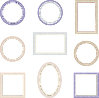 Yunan tarzında, daha sert ve klasik altın renkli çiçek süsüyle izole edilmiş çerçeveler. Fotoğrafları, resimleri ve diğer klasik projeleri şekillendirmek için..