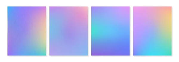 Set Holographic Vector Gradient Backgrounds Overlaid Metal Texture Covers Wallpapers — Stockvektor
