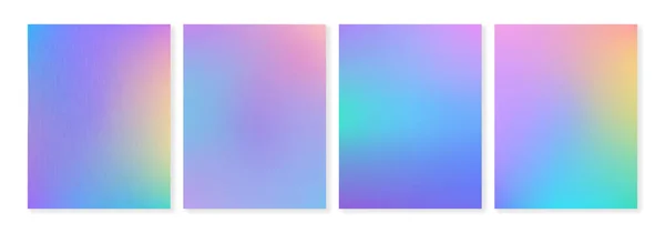 Set of 4 holographic vector gradient backgrounds with overlaid metal texture. For covers, wallpapers, branding, social media and other projects. You can use a metallic texture for each of the backgrounds.
