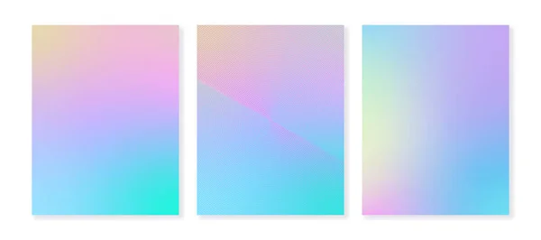 Eine Reihe Von Holographischen Farbverläufen Mit Linearer Textur Für Cover — Stockvektor
