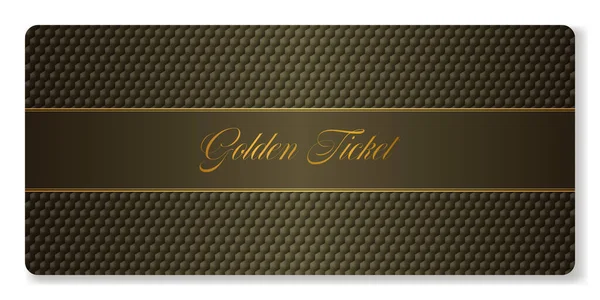 Golden Vector Premium Ticket Template Geometric Pattern Black Background Any — Stockvektor