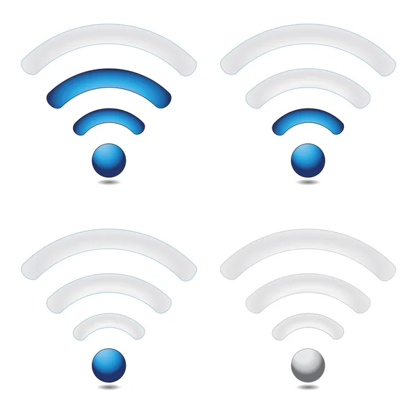 Blauwe pictogrammen voor draadloze verbindingen (Wi-fi niveaus) — Stockvector