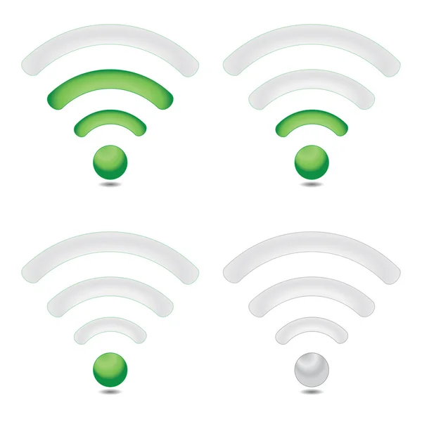 Groene pictogrammen voor draadloze verbindingen (Wi-fi niveaus) — Stockvector