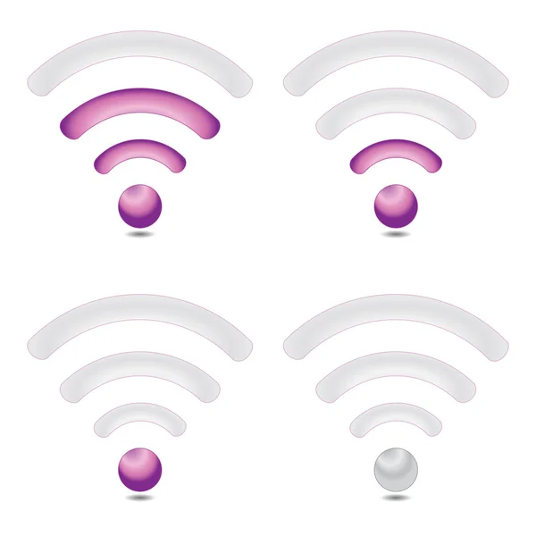 Roze pictogrammen voor draadloze verbindingen (Wi-fi niveaus) — Stockvector