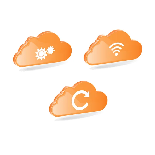 Icone nuvola arancione — Vettoriale Stock