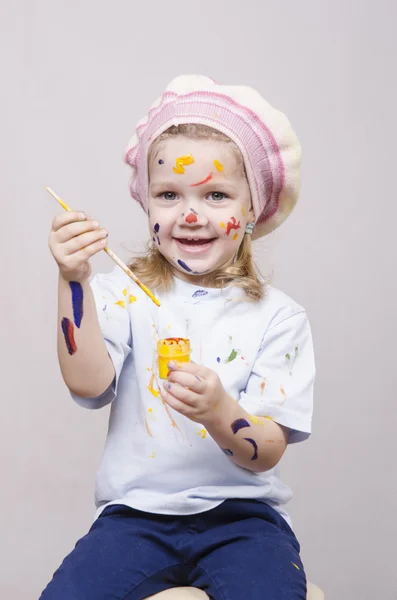 Retrato humorístico de uma artista feminina — Fotografia de Stock