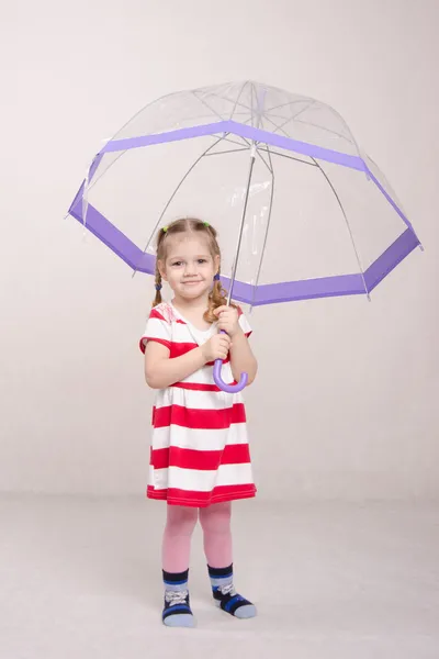 Girl in dress with umbrella — Stock Photo, Image