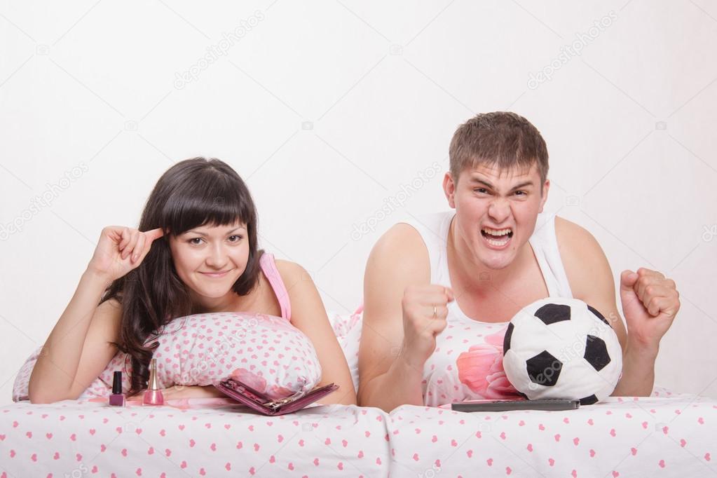 Husband, according to his wife crazy with football