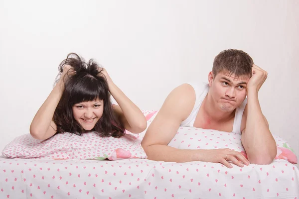 Young girl and guy is very frustrated — Stock Photo, Image