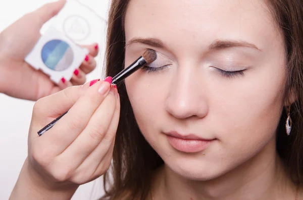 Beautiful model paint eyelids — Stock Photo, Image